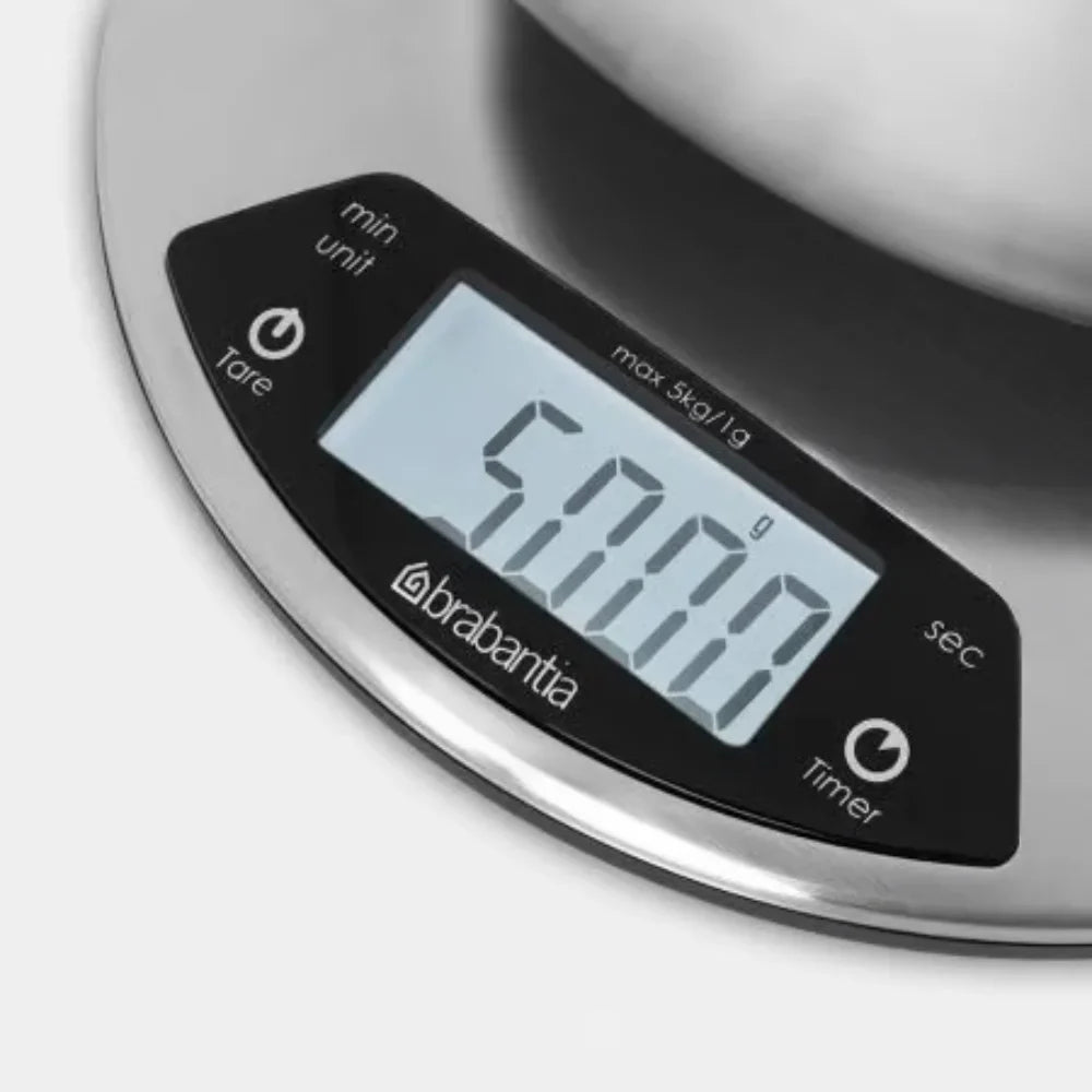 Brabantia|PROFILE Kitchen Scale 圓形電子食物磅|磨砂鋼