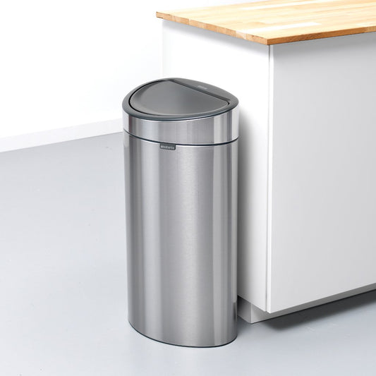 Brabantia|Touch Bin New 半圓平背彈蓋垃圾桶 40L|3款顏色
