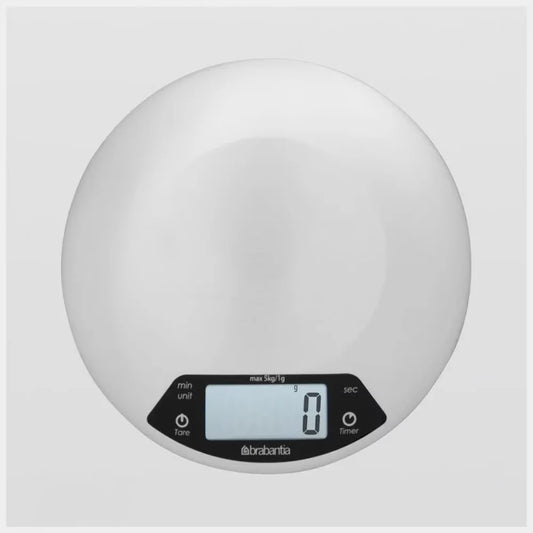 Brabantia｜PROFILE Kitchen Scale 圓形電子食物磅｜磨砂鋼