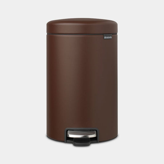 Brabantia｜NewIcon Pedal Bin 圓形腳踏垃圾桶 12L｜塑膠內桶｜Mineral Cosy Brown 礦物深啡