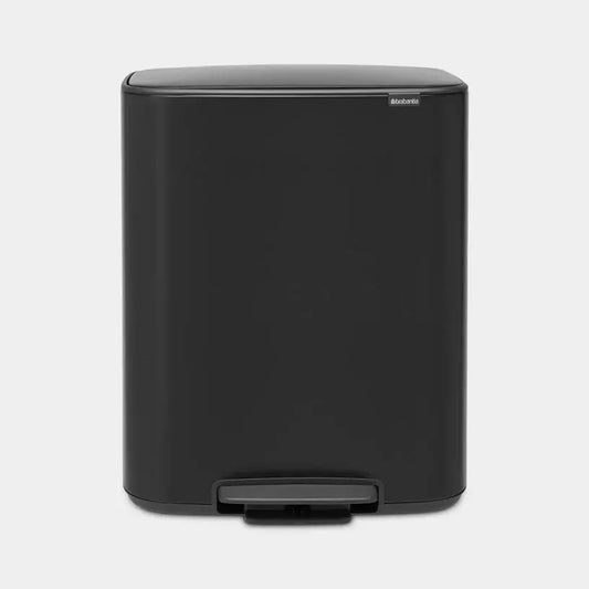Brabantia｜Bo Pedal Bin 長形防指紋腳踏桶 60L｜Matt Black啞黑 211362