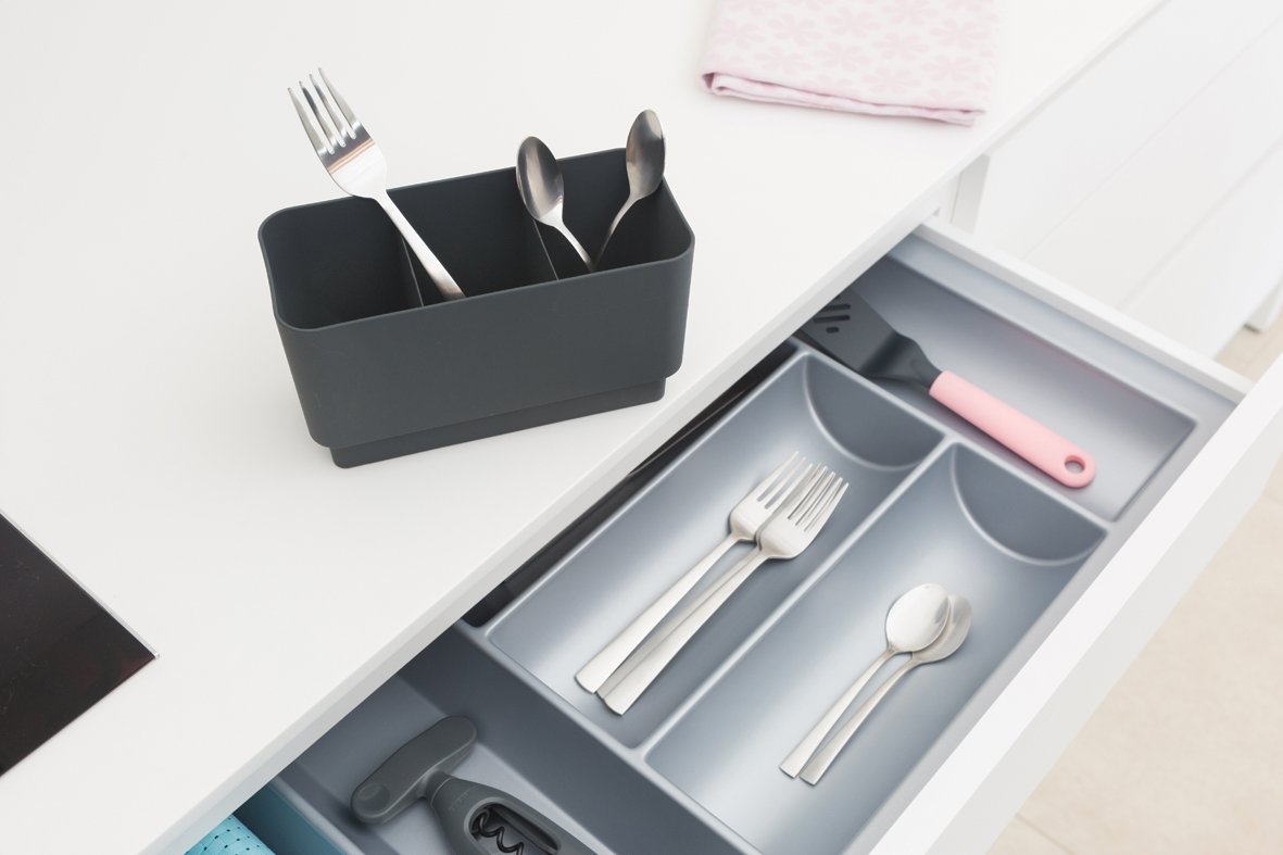 Brabantia｜Dish Drying Rack 闊身碗碟箕連底盆｜深/淺灰